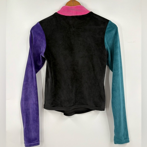 Teddy Fresh Black Color Block Velour Long Sleeve Mockneck Women’s XS - Picture 5 of 6